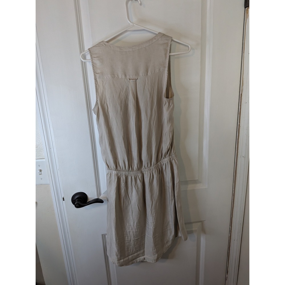 Express Womens Tan Sleeveless Henley Elastic Waist Mini Utility Shirt Dress XS - Picture 3 of 5